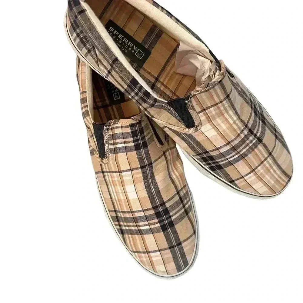 Sperry Top-Sider Plaid Slip-On Sneakers Men’s Size 13 Canvas Casual Skater Shoes - Picture 5 of 8
